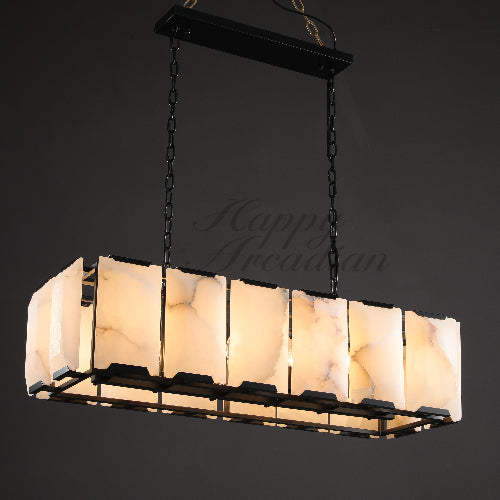 Halloway Calcite Rectangular Chandelier  for Dining Room Bedroom