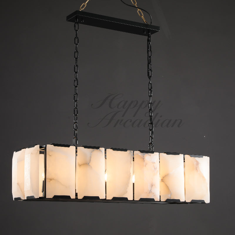 Halloway Calcite Rectangular Chandelier  for Dining Room Bedroom