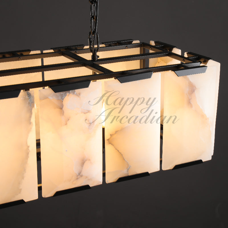 Halloway Calcite Rectangular Chandelier  for Dining Room Bedroom