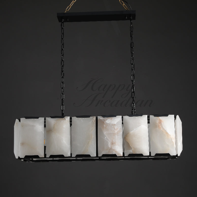 Halloway Calcite Rectangular Chandelier  for Dining Room Bedroom