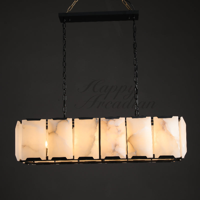 Halloway Calcite Rectangular Chandelier  for Dining Room Bedroom