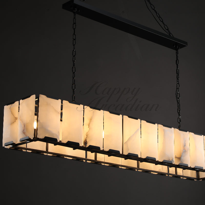 Halloway Calcite Rectangular Chandelier  for Dining Room Bedroom