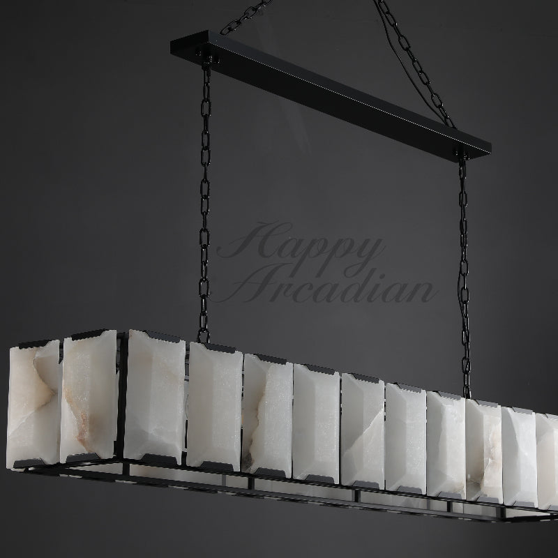 Halloway Calcite Rectangular Chandelier  for Dining Room Bedroom