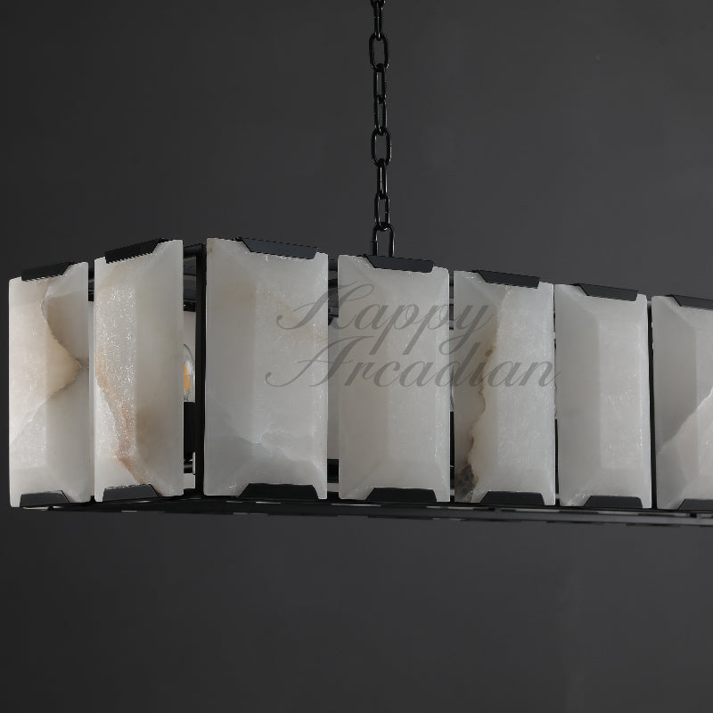 Halloway Calcite Rectangular Chandelier  for Dining Room Bedroom