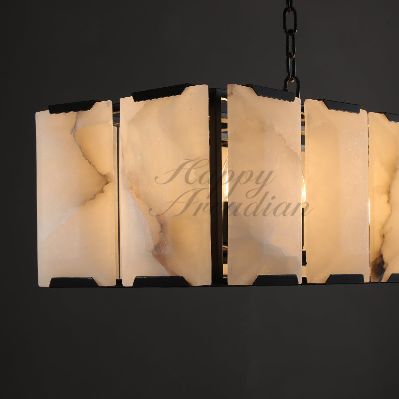 Halloway Calcite Rectangular Chandelier  for Dining Room Bedroom