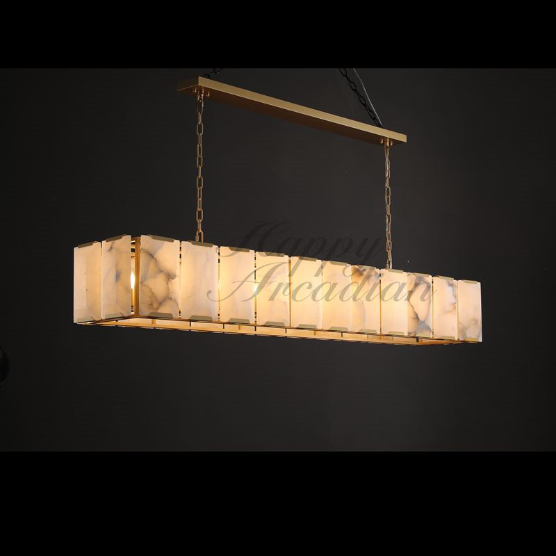 Halloway Calcite Rectangular Chandelier  for Dining Room Bedroom