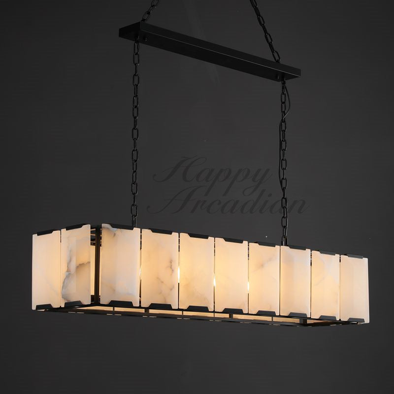 Halloway Calcite Rectangular Chandelier  for Dining Room Bedroom