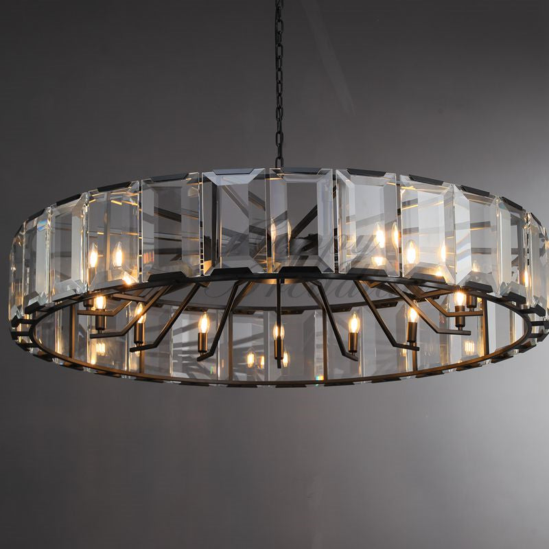 Halloway Crystal Round Chandelier for Living Room Bedroom Dining Room