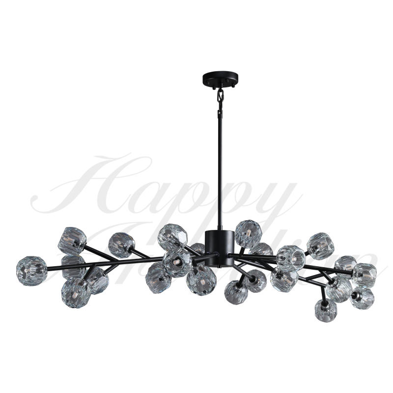 HA Bola De Smoke Crystal Round Chandelier 60"