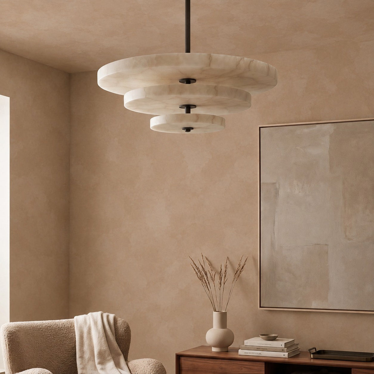 Ice Queen Alabaster Chandelier 33.5"