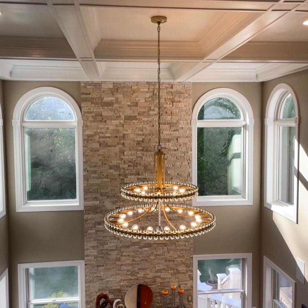 Modern 2/3 Ring Glass Ball Chandelier for Low-ceiling