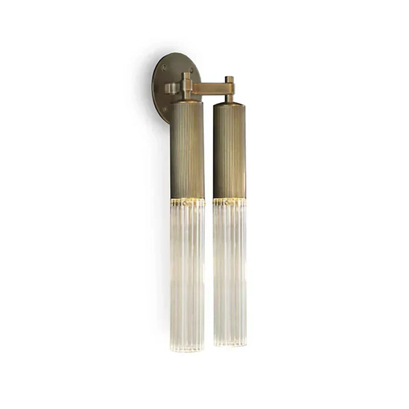 Morder Flume Double Wall Sconce with Reeded Glass Shade