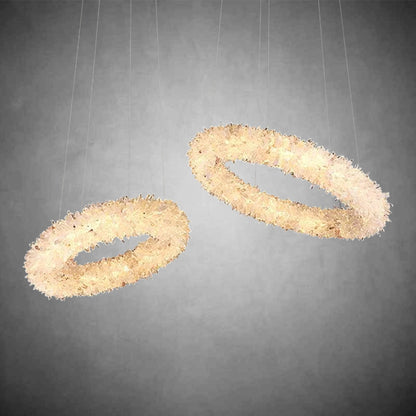 Kandace  Rock Crystal Round Modern Chandelier Over Coffee Tabel