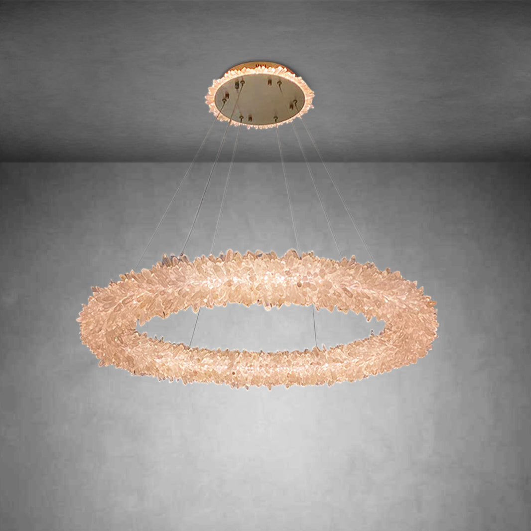 Amber Kandace Round Rock Crystal Pendant Light Modern Chandelier for Living Room