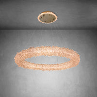 Amber Kandace Round Rock Crystal Pendant Light Modern Chandelier for Living Room