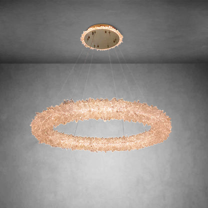 Amber Kandace Round Rock Crystal Pendant Light Modern Chandelier for Living Room