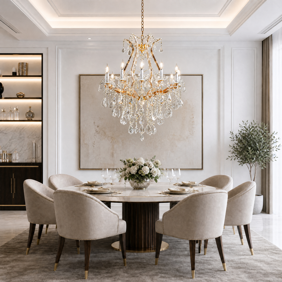 Maria Theresa Gold Chandelier in a lobby