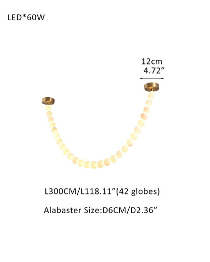 Pearl Necklace Alabaster Globe Beaded Linear Chandelier 40"-197"