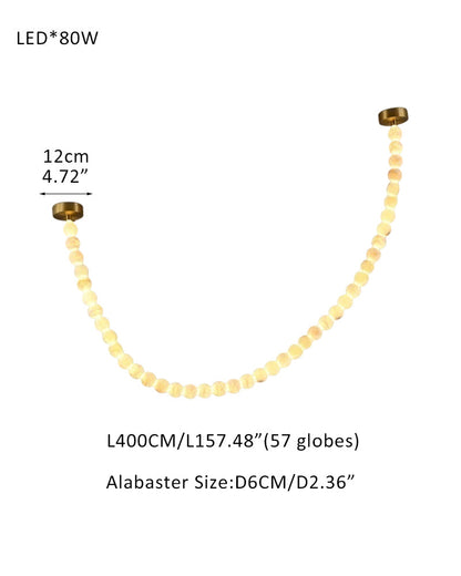 Pearl Necklace Alabaster Globe Beaded Linear Chandelier 40"-197"