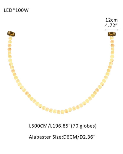 Pearl Necklace Alabaster Globe Beaded Linear Chandelier 40"-197"