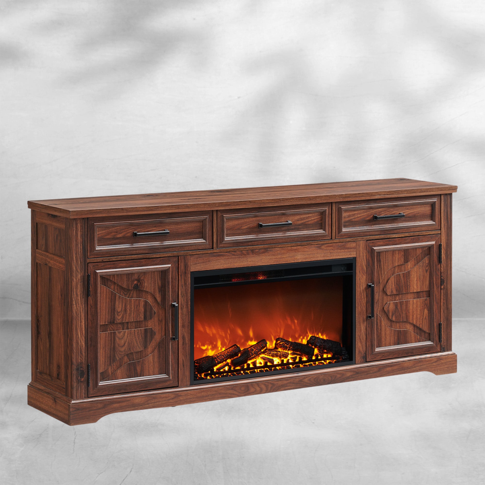 Farmhouse Fireplace TV Stand Entertainment Center