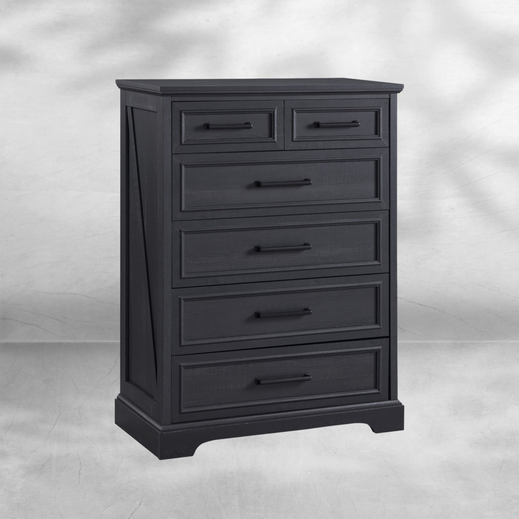 Farmhouse 6-Drawer Black Dresser, Wood Organizer for Bedroom, Living Room 32''