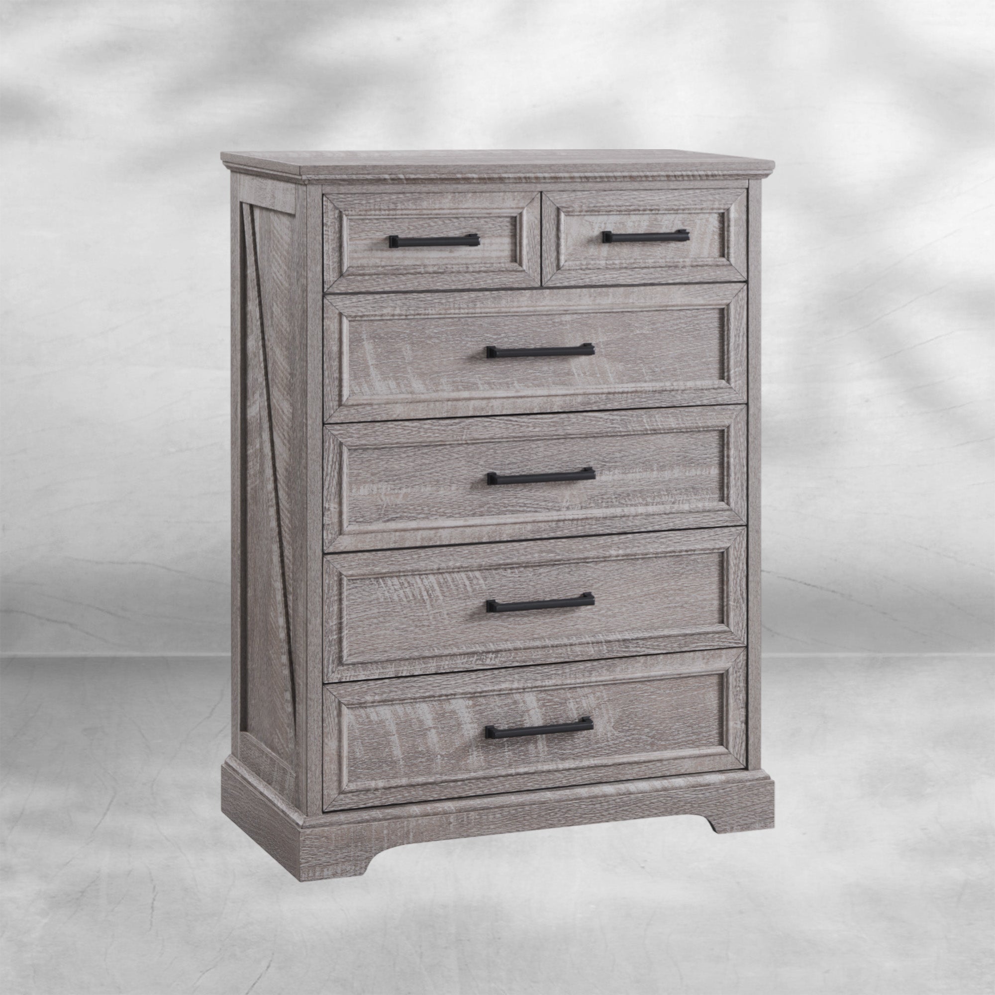 Farmhouse 6-Drawer Black Dresser, Wood Organizer for Bedroom, Living Room 32''