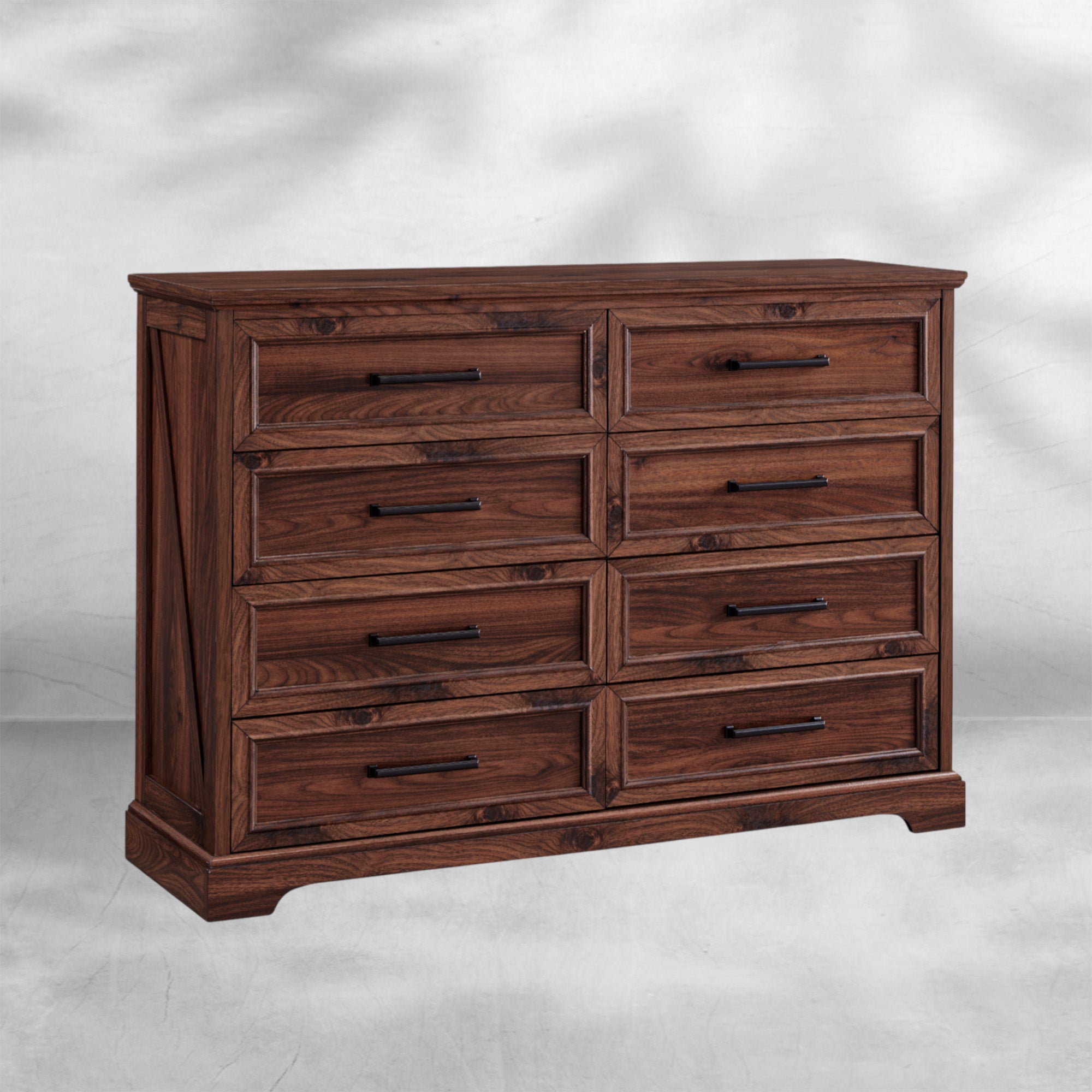 Rustic Farmhouse 8 Drawer Dresser Chest: Wide Wood Organizer 52''