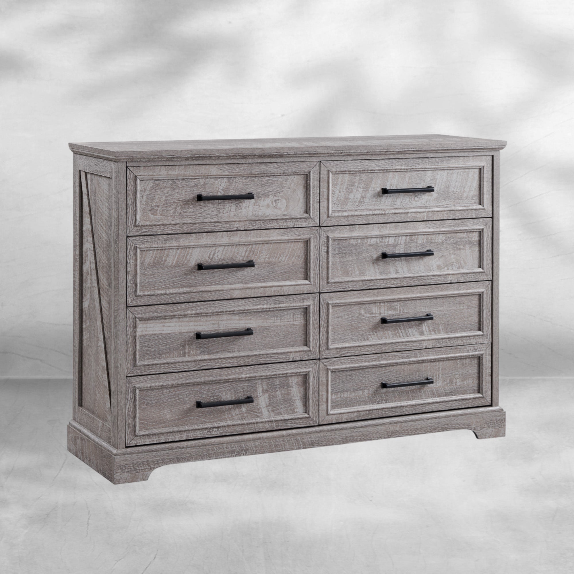 Rustic Farmhouse 8 Drawer Dresser Chest: Wide Wood Organizer 52''
