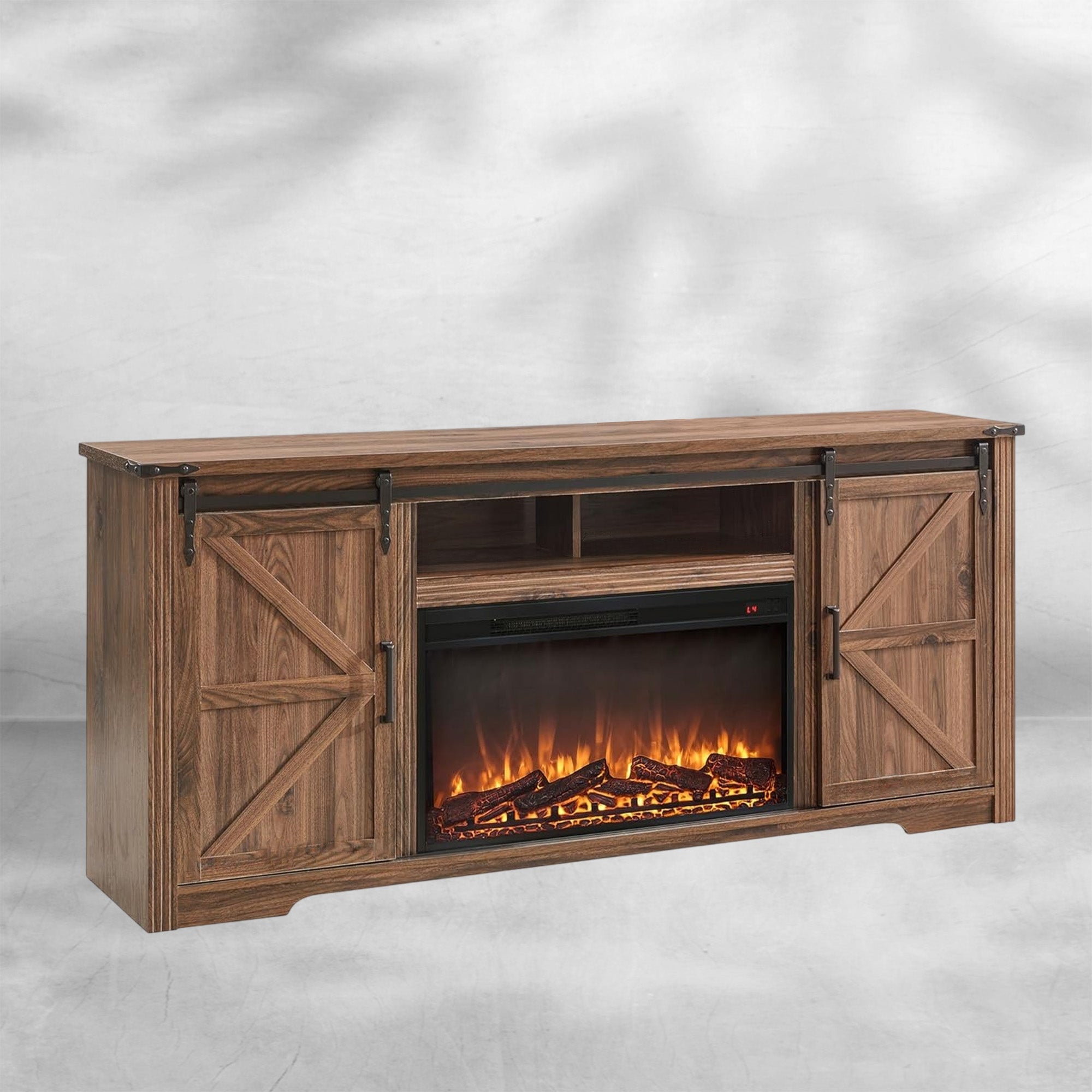 Farmhouse Fireplace TV Stand for 80 Inch TV Entertainment Center
