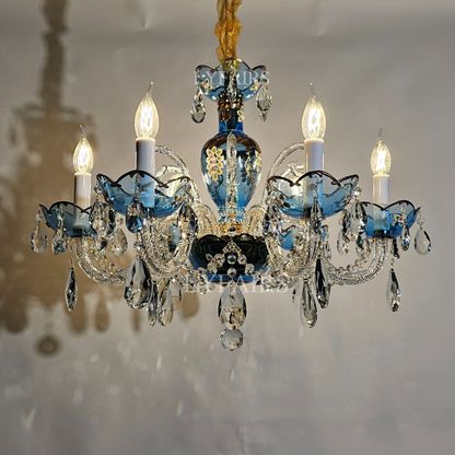 French Romantic Blue Crystal Designer Chandelier for Bedroom/Living Room/Dining Room
