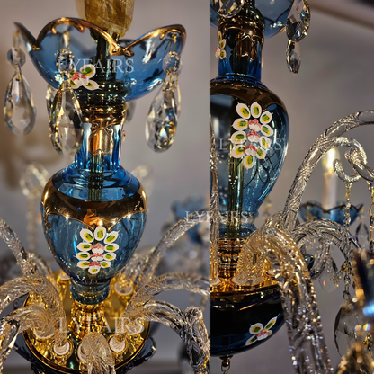 French Romantic Blue Crystal Designer Chandelier for Bedroom/Living Room/Dining Room