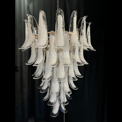 Modern Art 5/6-Tier Traditional Italian Mid-Century Petal Glass Chandelier
