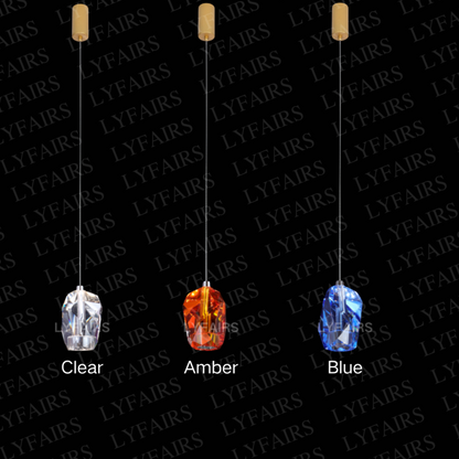 Modern Floating Clear/Blue/Amber Irregular Crystal Chandelier for High-ceiling