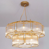 Modern Glass Rods Tile Chandelier for Low-ceiling