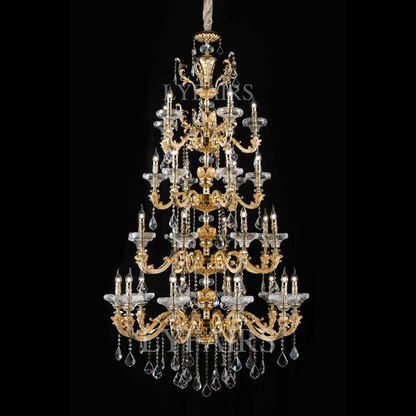 Baroque Revival Crystal Chandelier with Industrial 24K Gold Finish