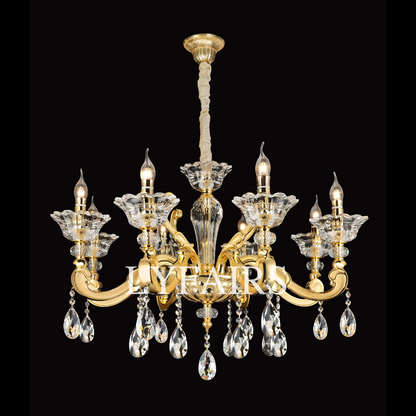 Baroque Revival Classical Brass Branches Candle Light Chandelier