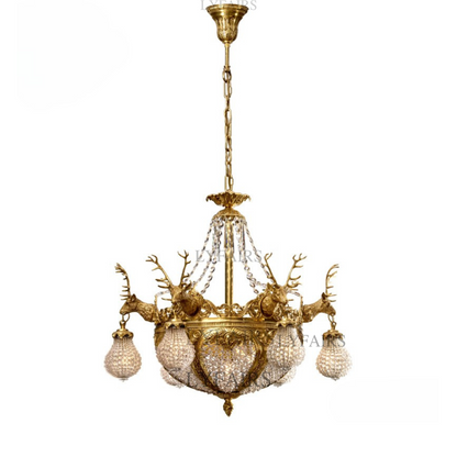 Baroque Brass Deer Crystal Chandelier for Palace/Hotel