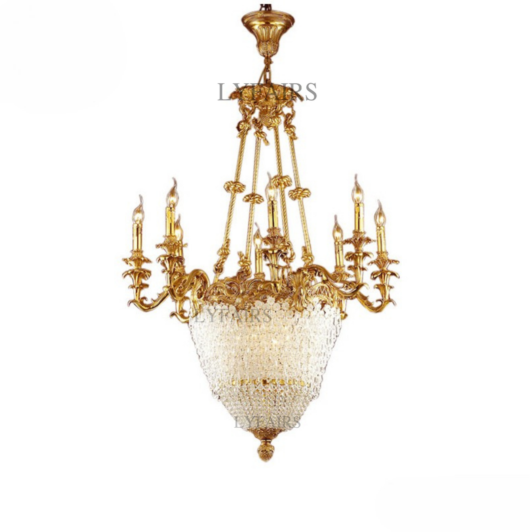 Baroque Empire Flame Cascade Crystal Chandelier
