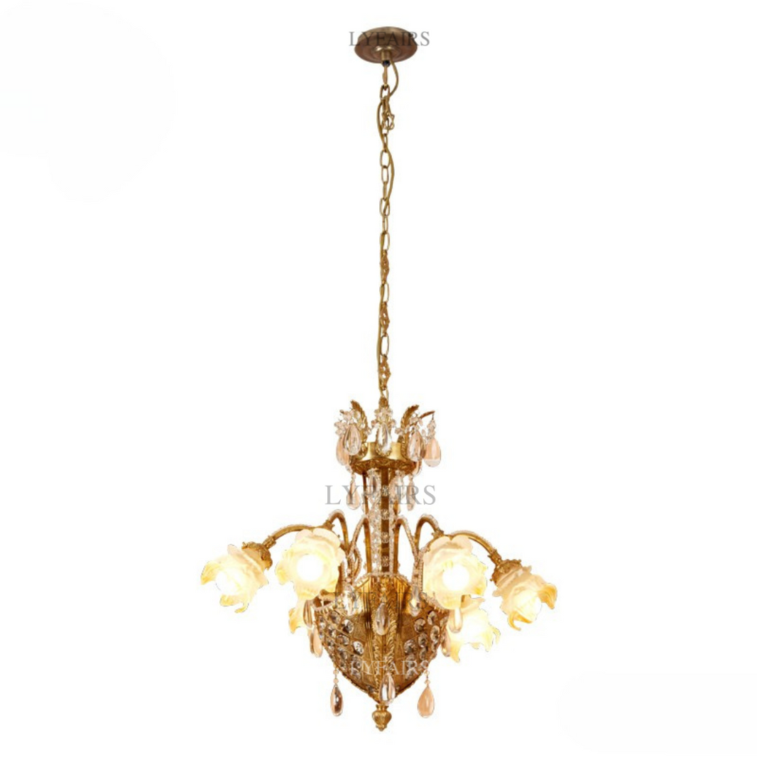 LYFAIRS x FH&Home Baroque Floral Glass Crystal Chandelier for Palace
