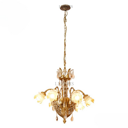 LYFAIRS x FH&Home Baroque Floral Glass Crystal Chandelier for Palace