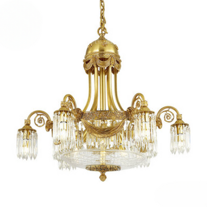 Baroque Brass Festoon Handcrafted Glass Crystal Chandelier