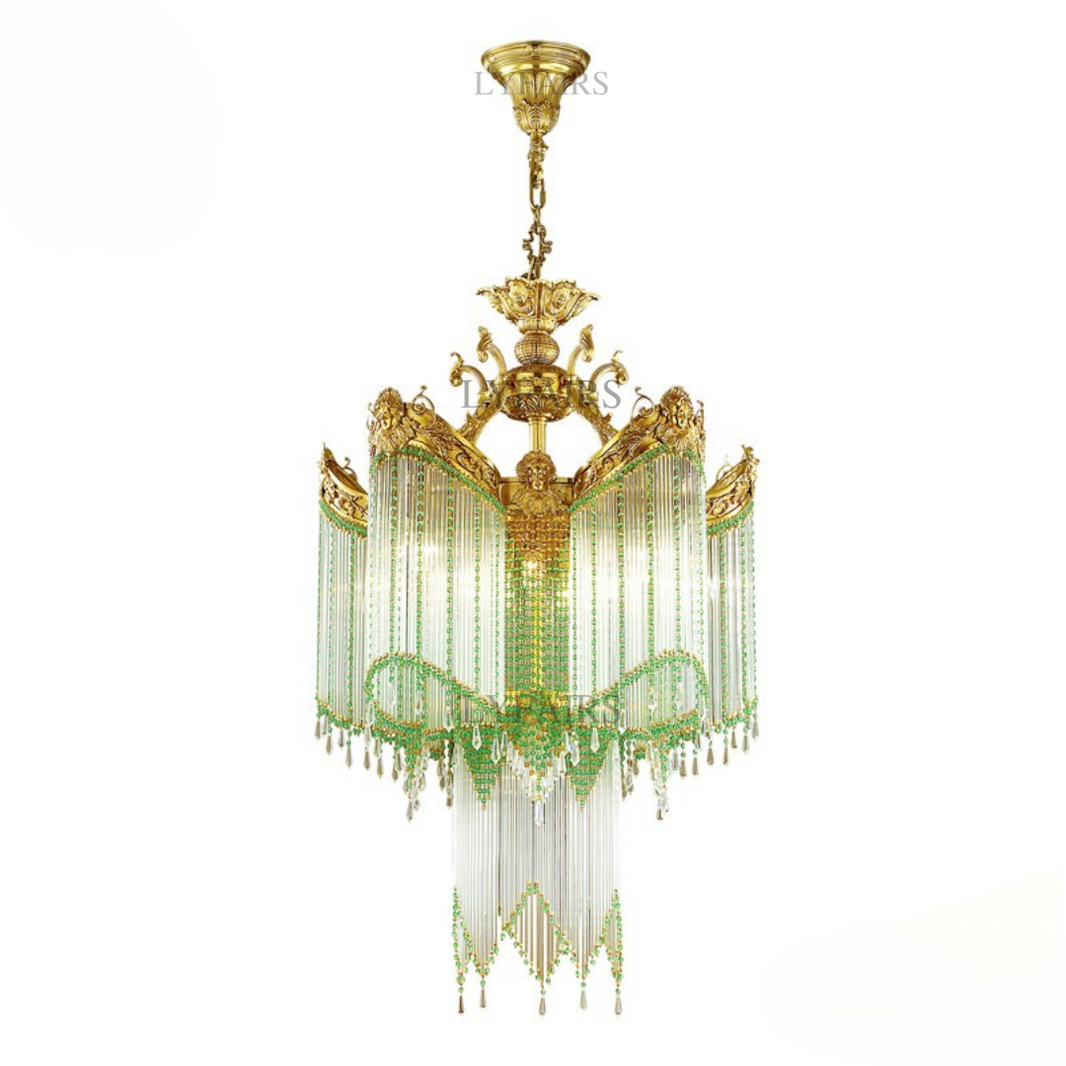 LYFAIRS x FH&Home Baroque Swag-like Glass Rods Crystal Chandelier
