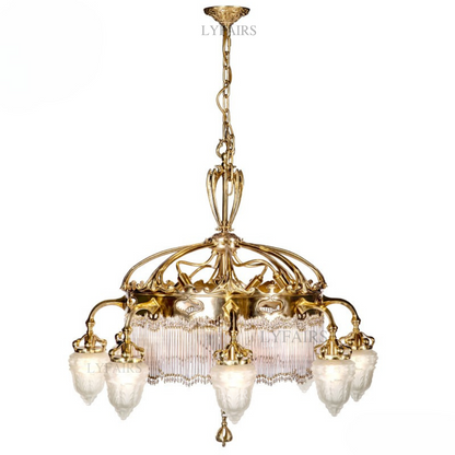 Baroque Glass Fruit Brass Crown Chandelier for Palace