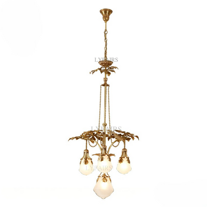 Brass Leaves Fruit-inspired Glass Chandelier