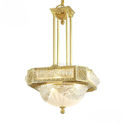 Byzantine Style Carved Glass Chandelier
