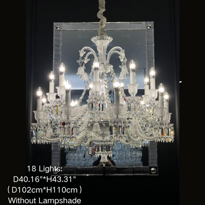 Light Luxury Classic Short Version Tiered Candle Light Crystal Chandelier for High-ceiling Rooms/Living Room