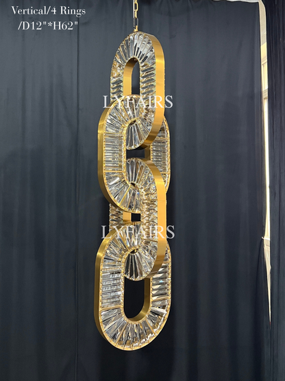 Luxury Crystal Chain Pendant Chandelier for High Ceilings