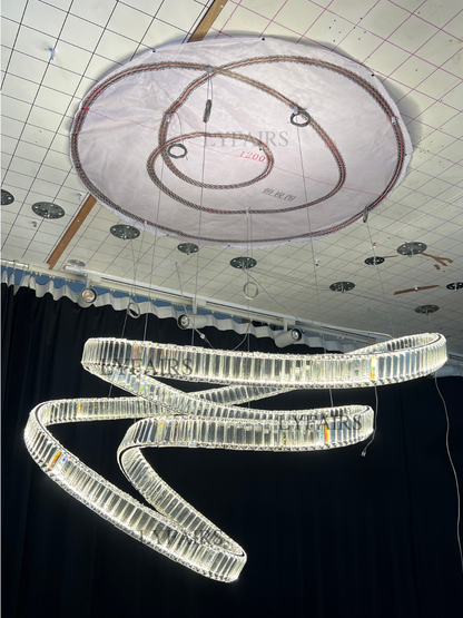 Elegant Restaurant Rings Crystal Chandelier Foyer Living Room Ceiling Pendant Light Fixture
