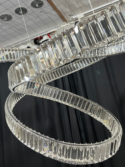 Elegant Restaurant Rings Crystal Chandelier Foyer Living Room Ceiling Pendant Light Fixture